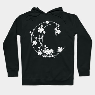 Crescent with Flowers: Nighttime Bloom Hoodie